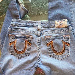 True religion jeans with rainbow stitching